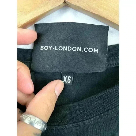 Boy London Black T-Shirt XS Men's Gold Accent Bird Short Sleeve Logo Embroidered - Picture 4 of 8